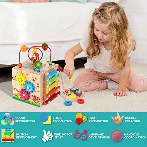 Activité Cube Jouets Jouet éducatif Perle en bois Maze Shape Sorter pour  garçon et fille Toddlers Gift_x